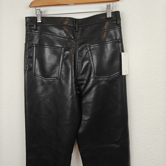 Aritzia Wilfred NWT The Melina Super High Rise Striaght Leg Leather Pants 10 - Picture 12 of 13